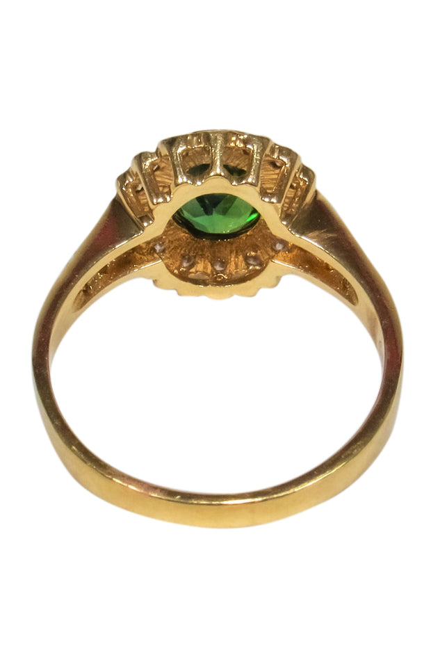 Current Boutique-No Label - 18k Gold Ring w/ Lab Grown Emerald Center Stone Sz 7.5