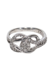 Current Boutique-No Label - Sterling Silver Diamond Interlocking Ring Sz 4.5