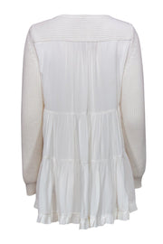 Current Boutique-No. 21 - White Knitted Sweater w/ Sheer Back Sz S
