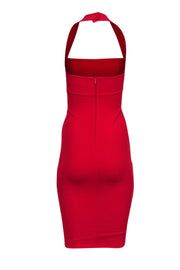 Current Boutique-Nookie - Red Halter Bodycon Midi Dress Sz S