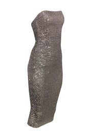 Current Boutique-Nookie - Silver Sequin "Fantasy" Strapless Midi Dress Sz M
