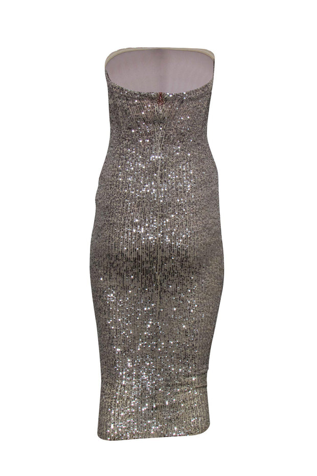 Current Boutique-Nookie - Silver Sequin "Fantasy" Strapless Midi Dress Sz M