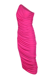 Current Boutique-Norma Kamali - Hot Pink One-Shoulder Draped Bodycon Gown Sz S