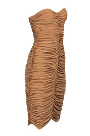 Current Boutique-Norma Kamali - Nude Ruched Strapless Bodycon Dress Sz M