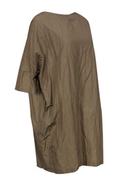 Current Boutique-Nuovo Borgo - Deep Khaki Oversized Shift Dress w/ Striped Bow Sz 10
