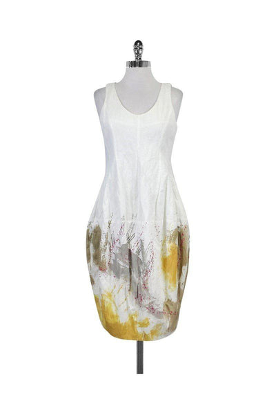Current Boutique-Nuovo Borgo - White Paint Splatter Bubble Hem Cotton Dress Sz 4