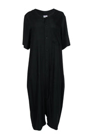 Current Boutique-OAK - Black Short-Sleeved "Varsity Suit" Jumpsuit Sz S