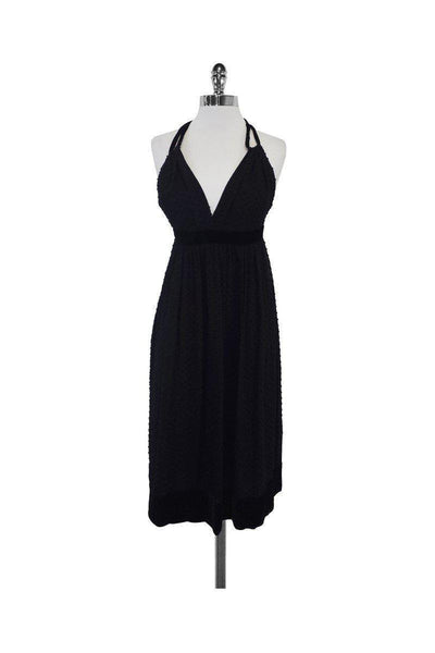 Current Boutique-Olga Kapustina - Black Polka Dot & Velvet Dress Sz S