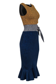 Current Boutique-Opening Ceremony - Yellow, Blue & White Knit Midi Dress w/ Side Cutout Sz XS