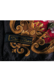 Current Boutique-Oscar de la Renta - Black & Multicolor Floral Print Silk Scarf