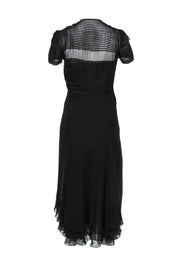 Current Boutique-Oscar de la Renta - Black Pintuck Buttoned Midi Dress Sz 6