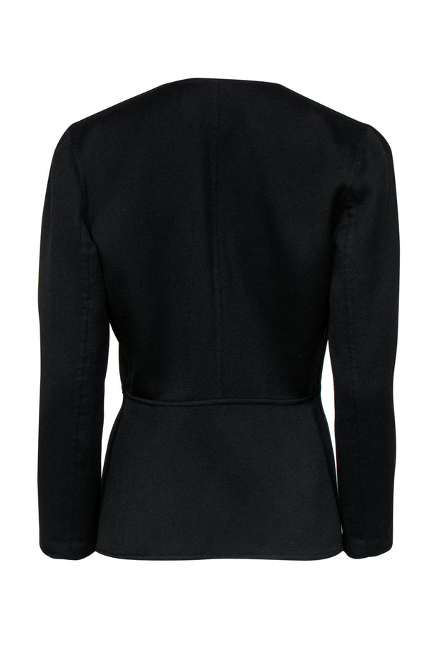 Current Boutique-Oscar de la Renta - Black Wool Peplum Jacket Sz 4