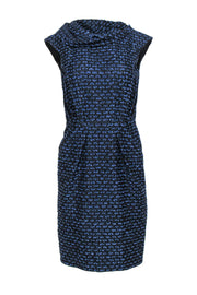 Current Boutique-Oscar de la Renta - Blue & Black Tweed Sleeveless Shift Dress Sz 4