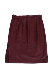 Current Boutique-Oscar de la Renta - Burgundy Leather Skirt Sz 6