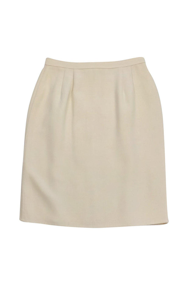 Current Boutique-Oscar de la Renta - Cream Wool Skirt Sz 10