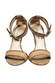 Current Boutique-Oscar de la Renta - Tan Snakeskin Anklestrap Sandals Sz 5