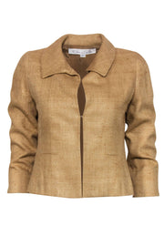 Current Boutique-Oscar de la Renta - Tan Textured Woven Silk Blazer Sz 6