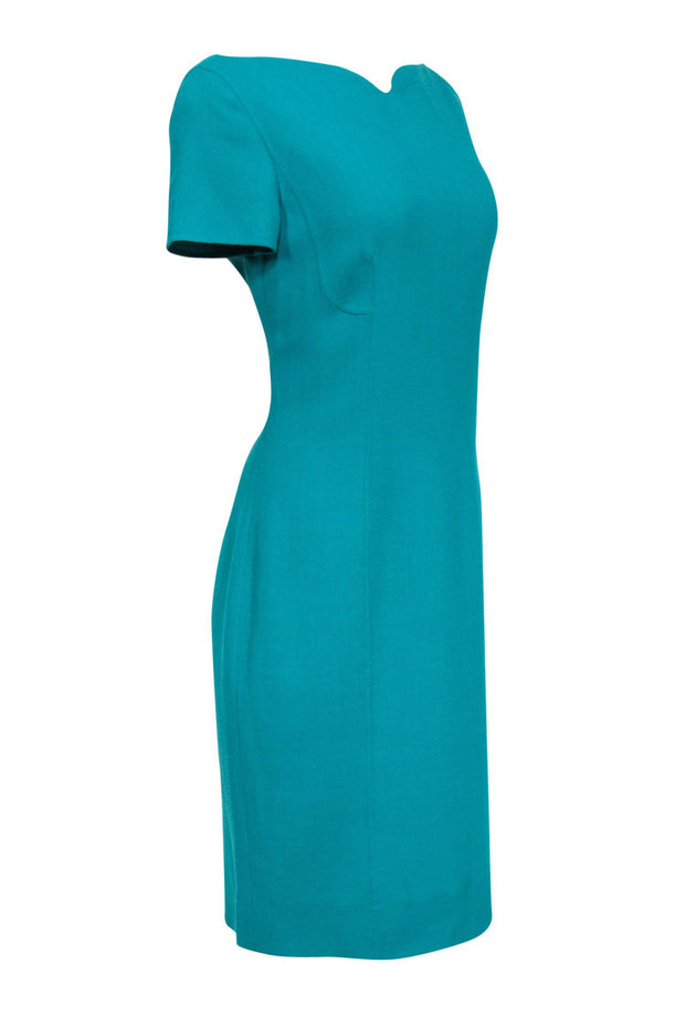 Current Boutique-Oscar de la Renta - Teal Sheath Dress Sz 12