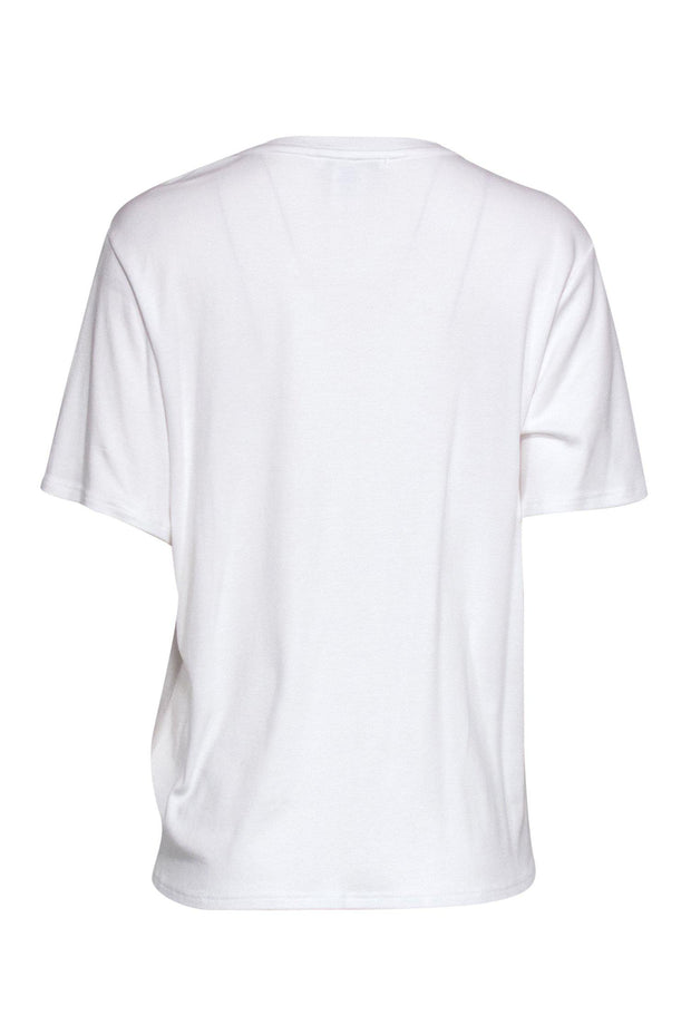 Current Boutique-Oscar de la Renta - White Beaded Lobster T-Shirt Sz L