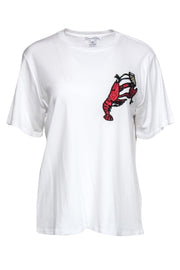 Current Boutique-Oscar de la Renta - White Beaded Lobster T-Shirt Sz L