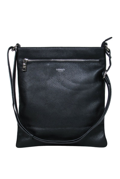 Current Boutique-Osprey London - Black Pebbled Leather Rectangle Crossbody