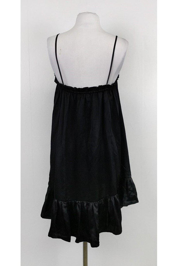 Current Boutique-Otte - Black Silk Ruched Dress Sz P