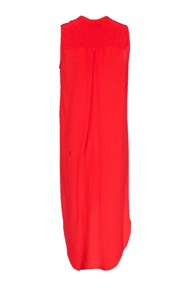 Current Boutique-Otte - Orange Sleeveless High-Low Silk Midi Dress Sz S