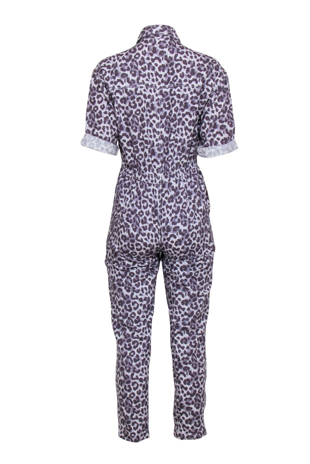 Current Boutique-Overlover - Grey Leopard Print Short Sleeve Jumpsuit Sz XS