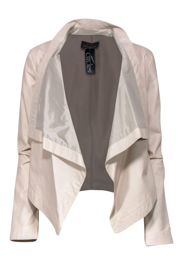 Current Boutique-PJK Patterson J. Kincaid - Cream Leather Draped Jacket Sz S