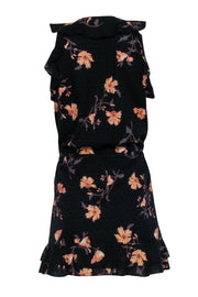 Current Boutique-Paige - Black, Peach & Grey Floral Sundress w/ Ruffles & Tie Waist Sz S