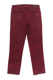 Current Boutique-Paige - Maroon High-Waisted Straight Leg Raw Hem Jeans Sz 30