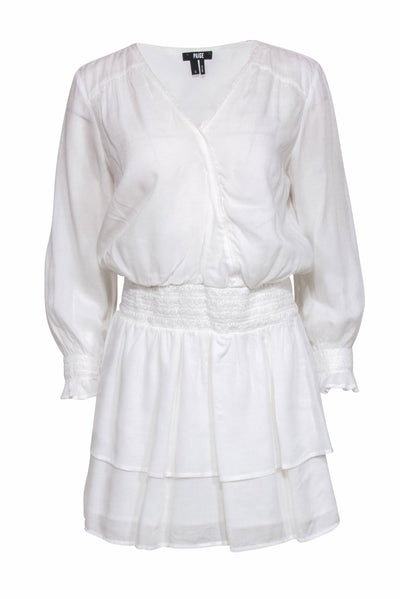 Current Boutique-Paige - White Textured Drop-Waist Mini Dress w/ V-Neckline Sz S