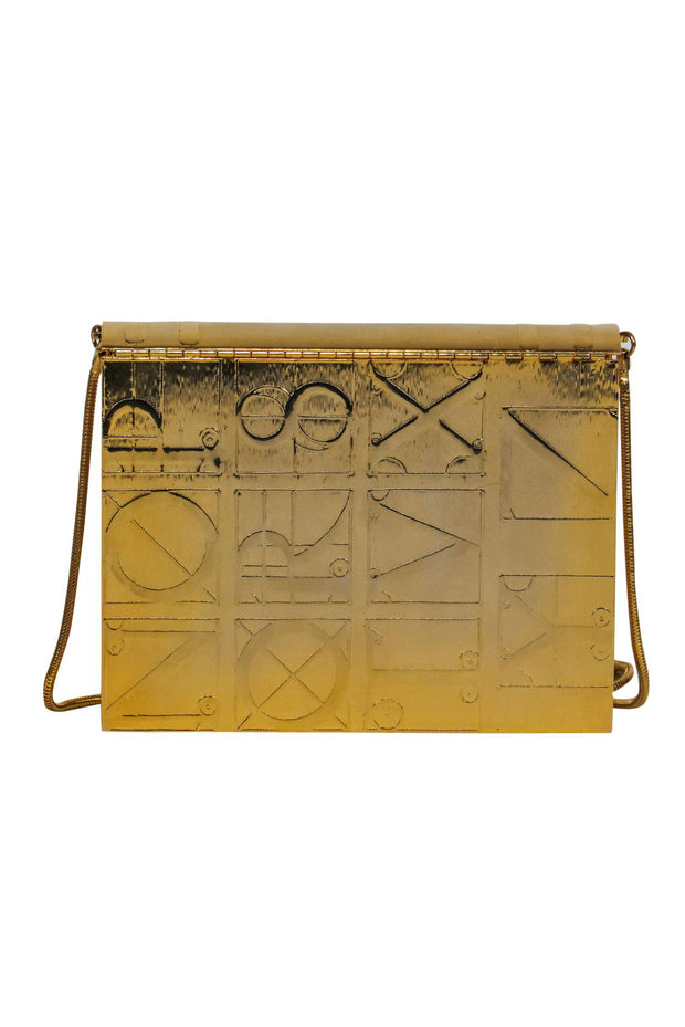 Current Boutique-Paloma Picasso - Vintage Gold Alphabet Embossed Book Crossbody