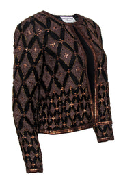 Current Boutique-Papell Boutique - Vintage Black & Brown Sequin & Beaded Jacket Sz S