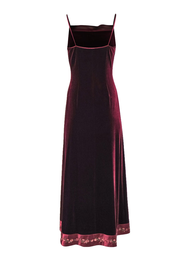 Papell Boutique Vintage Maroon Velvet Gown w Satin Rose