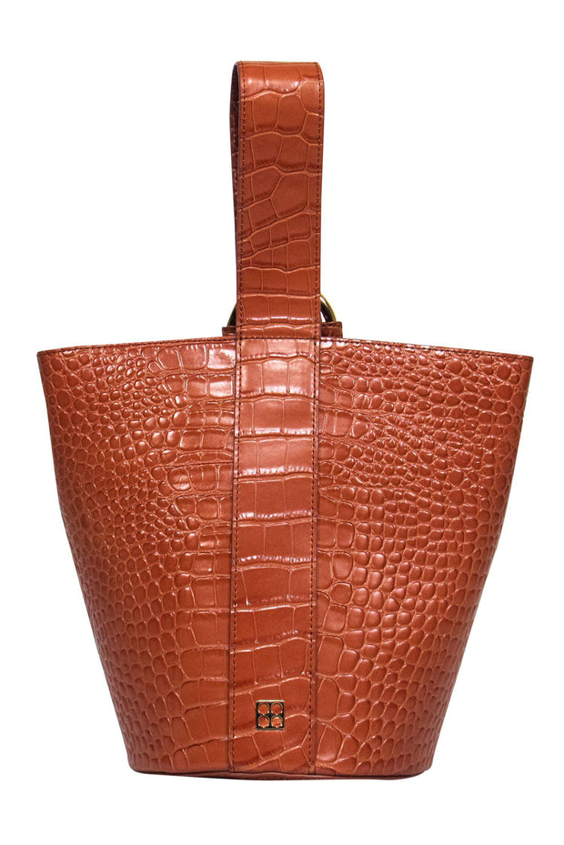 Current Boutique-Parisa Wang - Warm Brown Embossed Bucket Bag