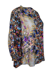Current Boutique-Parker - Abstract Floral Print Silk Blouse Sz XS