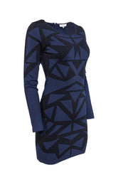 Current Boutique-Parker - Black & Blue Long-Sleeve Bandage Dress Sz M