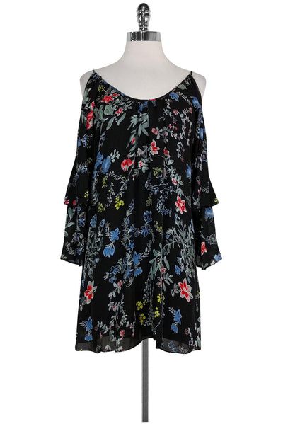 Current Boutique-Parker - Black Cold Shoulder Floral Dress Sz XS