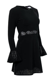 Current Boutique-Parker - Black Fit & Flare Dress w/ Bell Sleeves & Geometric Cutouts Sz XS