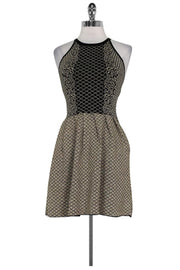 Current Boutique-Parker - Black & Gold Knit Flared Dress Sz S