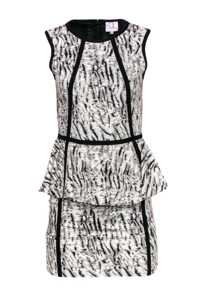 Current Boutique-Parker - Black & Grey Marbled Peplum Dress Sz S