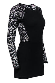 Current Boutique-Parker - Black Long Sleeve Lace Paneled Sheath Dress Sz XS