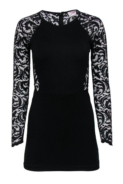 Current Boutique-Parker - Black Long Sleeve Lace Paneled Sheath Dress Sz XS