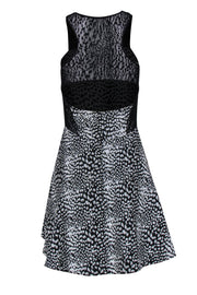 Current Boutique-Parker - Black Mesh & Animal Print Mini Dress Sz M