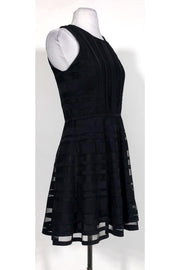 Current Boutique-Parker - Black Mesh Striped Flared Dress Sz S