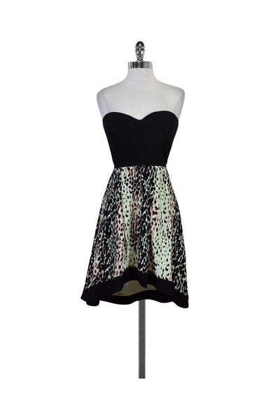 Current Boutique-Parker - Black Multicolor Leopard Print Strapless Dress Sz S