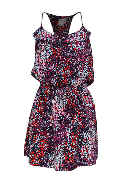 Current Boutique-Parker - Black, Red & Blue Floral Speckled Dress Sz M