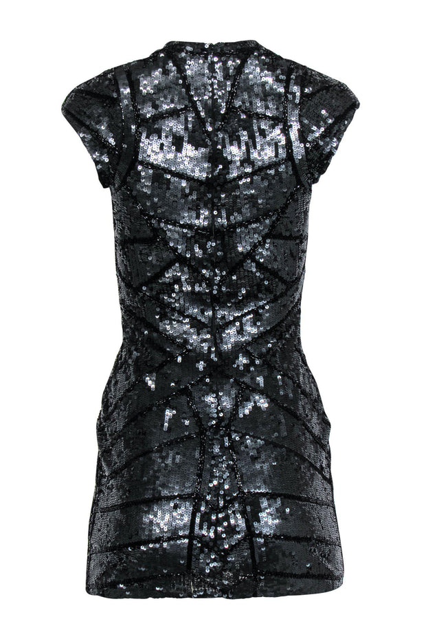 Current Boutique-Parker - Black Sequin Cap Sleeve Bodycon Dress Sz XS