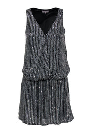 Current Boutique-Parker - Black & Silver Sequined Drop-Waisted Dress Sz XS